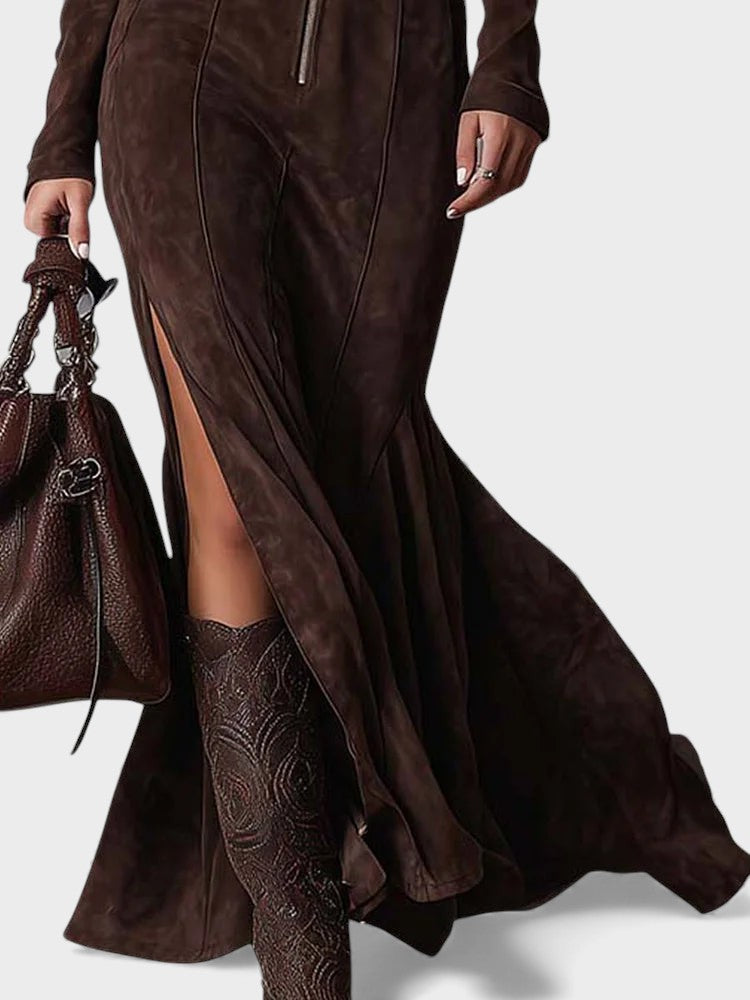 Julia™ | Vestido largo elegante de piel sintética