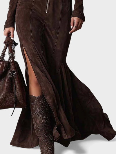 Julia™ | Vestido largo elegante de piel sintética