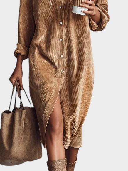 Alejandra™ | Vestido midi de pana holgado