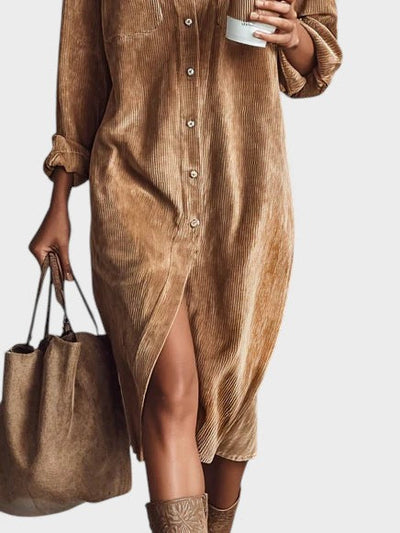 Alejandra™ | Vestido midi de pana holgado