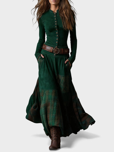 Marina™ | Vestido maxi de ante con cinturón