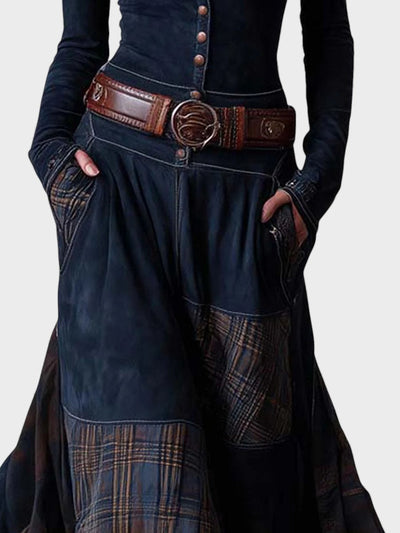 Marina™ | Vestido maxi de ante con cinturón