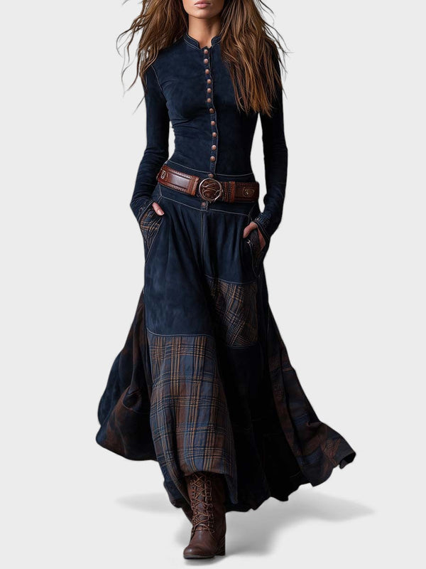 Marina™ | Vestido maxi de ante con cinturón