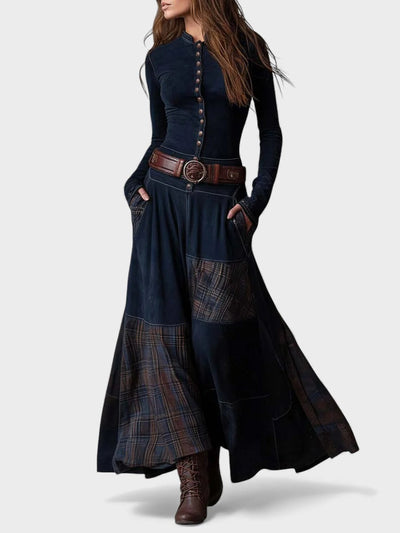 Marina™ | Vestido maxi de ante con cinturón